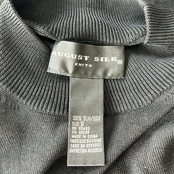 August silk, size, small, black, short sleeve, high neck, 100% silk sweater - Picture 6 of 8